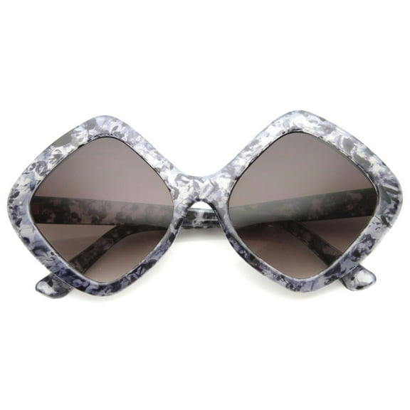 Womens Oversized Sunglasses UV400 Gradient Lens Diamond Frame Black 9968