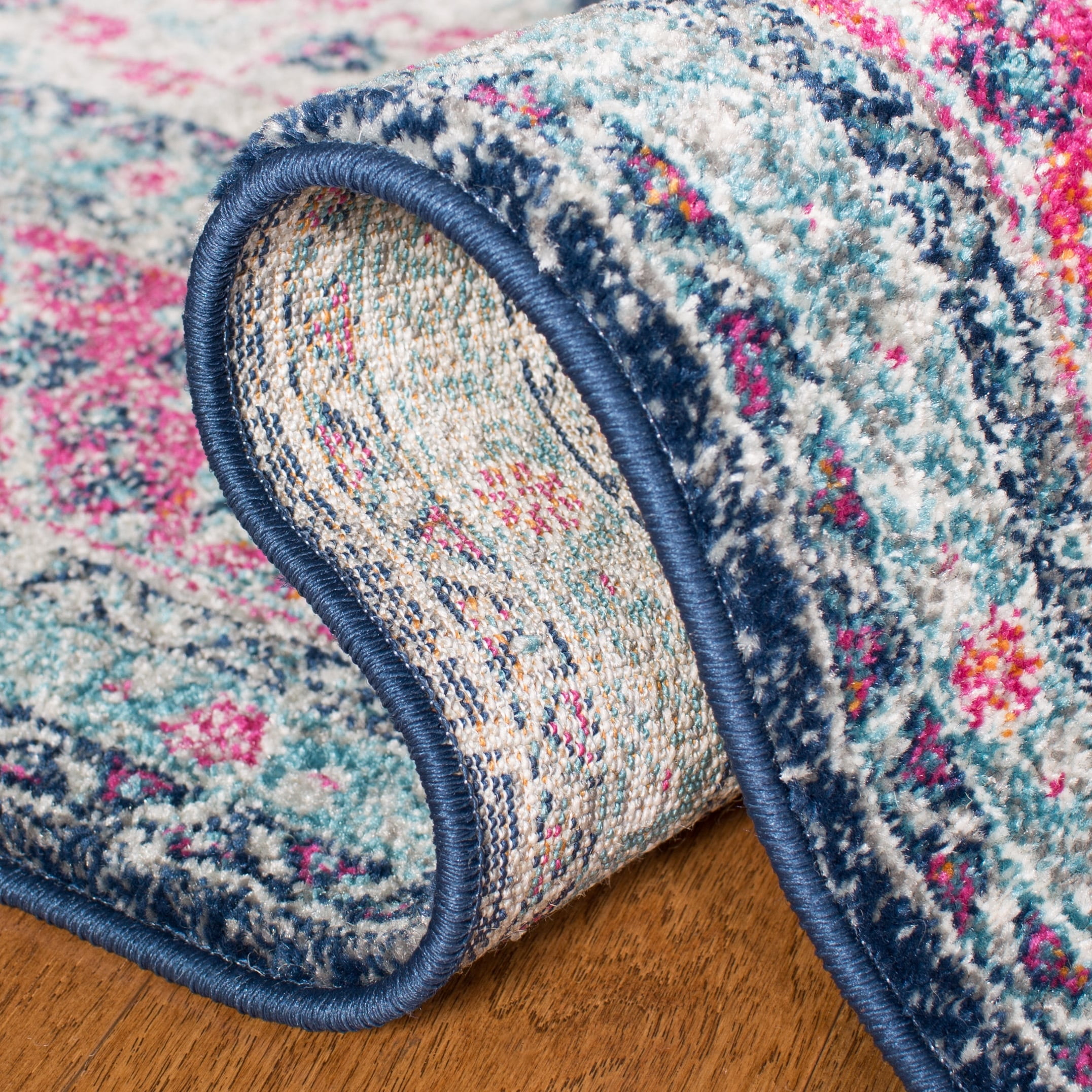 SAFAVIEH Evoke Mladen Oriental Runner Rug, Navy/Fuchsia, 2'2" x 7'