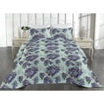 thumbnail image 2 of Ambesonne Vintage Quilted Bedspread Set 3 Pcs, Detailed Colorful Flowers, Queen, Pale Purple and Sage Green, 2 of 4