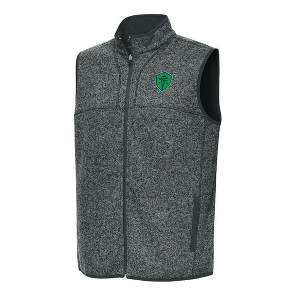 Men's Antigua Heather Charcoal Seattle Sounders FC Fortune Full-Zip Vest