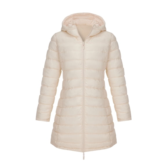 Giolshon Women's Reversible Puffer Jacket Long Hooded Quilted Padded Bubble Coat Winter Warm Lightweight Outerwear