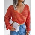 thumbnail image 4 of New-coming Autumn Winter Top Pull Femme Lantern Sleeve V-Neck Crop Sweater Knitted Slim Jumper Vintage Warm Korean Women's Sweat, 4 of 6