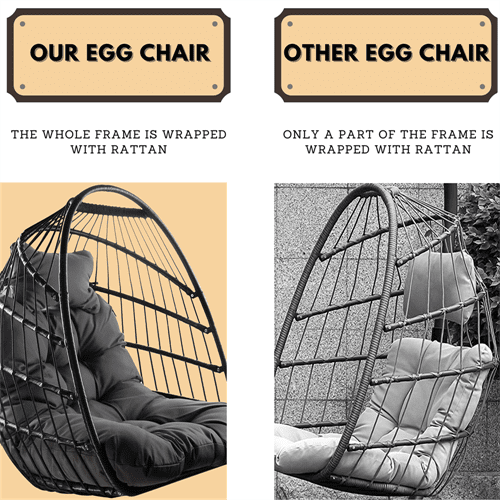 Swing Egg Chair with Stand Indoor Outdoor Wicker Rattan Basket