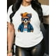 thumbnail image 1 of Camiseta informal de moda con estampado de oso para mujer negra, cuello redondo y manga corta, ideal para deportes de ocio., 1 of 7
