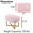 thumbnail image 2 of BirdRock Home Rectangular Pink Faux Fur Foot Stool Ottoman with Gold Legs, 2 of 4