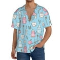 thumbnail image 1 of Balery Funny Cute Teeth Camisa Casual de Manga Corta con Botones para Hombre, Texturizada, Estilo Cubano, para Playa, Verano-X-Large, 1 of 5