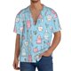 thumbnail image 1 of Balery Funny Cute Teeth Camisa Casual de Manga Corta con Botones para Hombre, Texturizada, Estilo Cubano, para Playa, Verano-4X-Large, 1 of 5