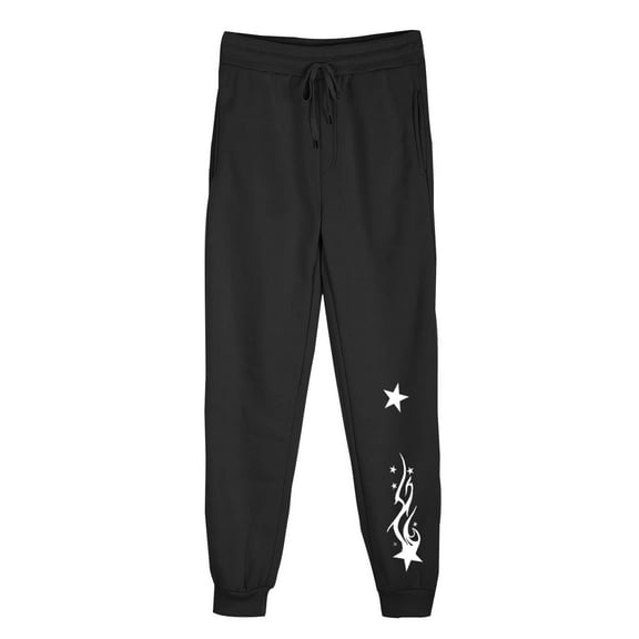 successthop Womens Sweatpants Fleece Pants Printed ELastic Waist Sportpants Drawstring Lightweight Trousers Black