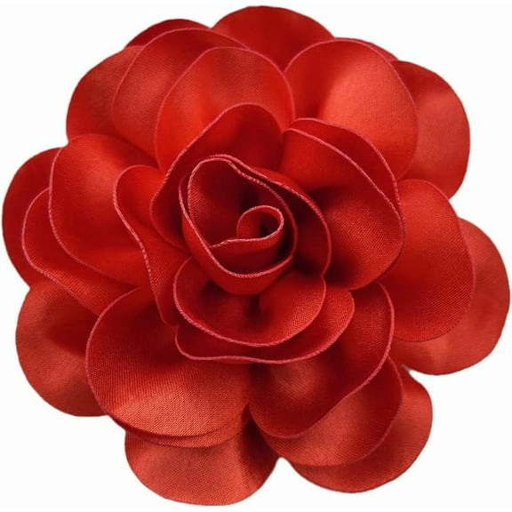Elegant Dainty Satin Fabric Rose Flower Extra Large Big Brooches Pins Silk Camellia Flower Oversized Brooch Pin Wedding Party Dance Banquet Dress Accessories Jewelry Gifts for Women