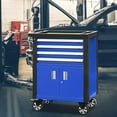 thumbnail image 2 of HPDMC Rolling Garage Workshop Tool Organizer - 4 Drawer Mobile Tool Cabinet with Wheels, Locking System & Adjustable Shelf | Blue, 2 of 8