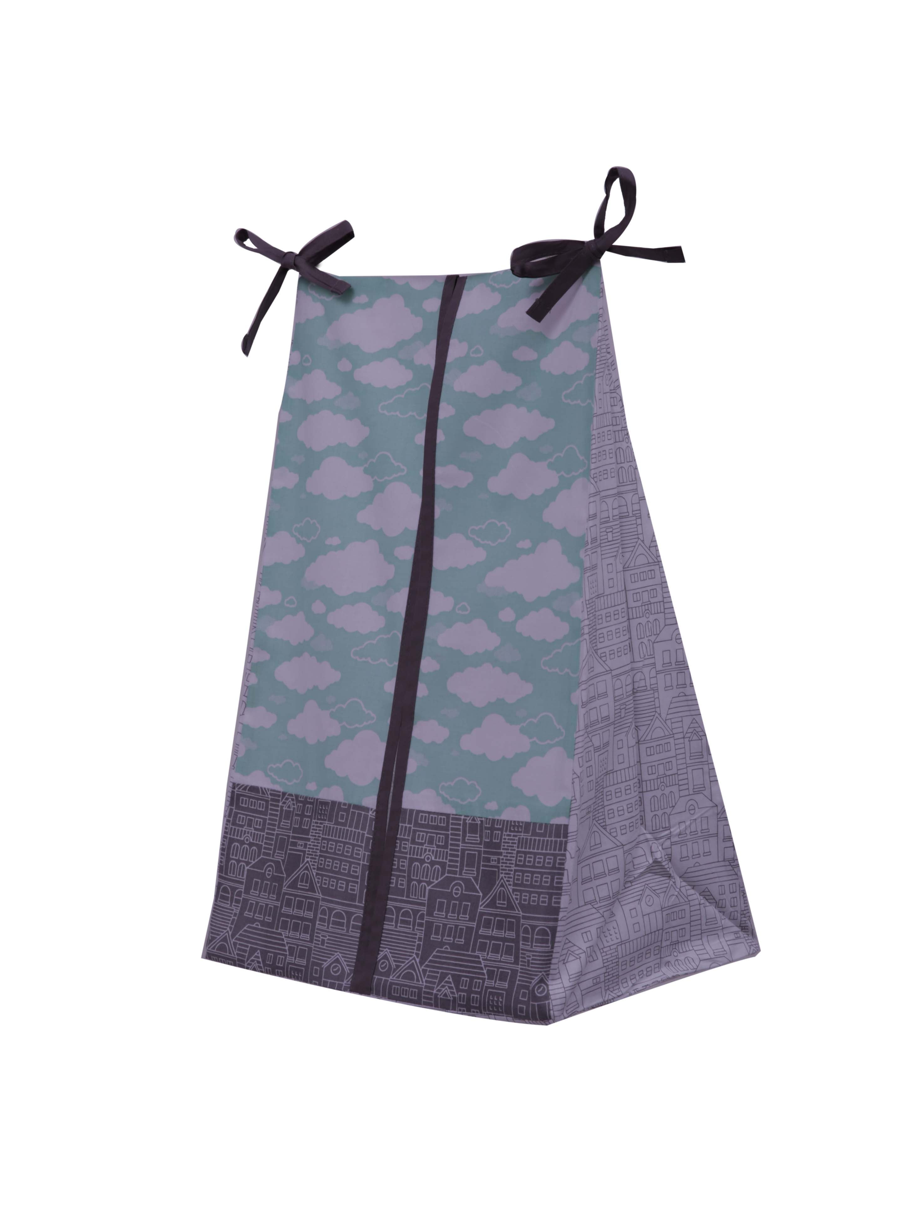 Bacati - Clouds in the City 10-Piece Crib Bedding Set with Two Crib Sheets - Mint/Grey Unisex