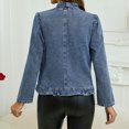 thumbnail image 4 of Sewkxo Women's Ruffled Denim Jackets Long Sleeve Open Front Jean Cropped Top Coat 2026 Trendy Jean Jackets,Blue L, 4 of 7