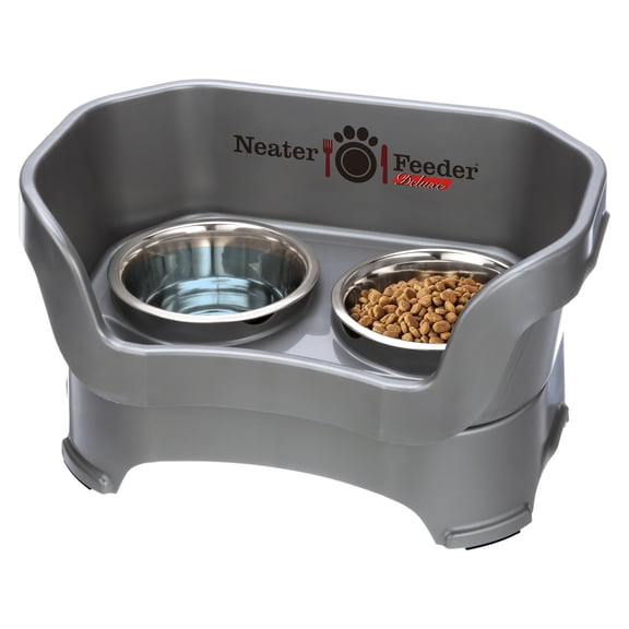 Neater Pets Neater Feeder Deluxe Mess-Proof Elevated Food & Water Bowls for Medium Dogs, Gunmetal