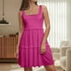 thumbnail image 1 of WILLBEST Vestido Largo Informal De Verano Para Mujer, Minivestido Informal Con Escote Cuadrado, Corte A, Holgado, Escalonado, Sin Mangas, Para Vacaciones En La Playa, 1 of 3