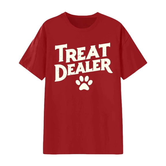 Fiaer Letter Peinted T Shirt for Women Cute Graphic Printed Tees Funny Dog Mom Shirt Puppy Gifts Casual Tops Red XL