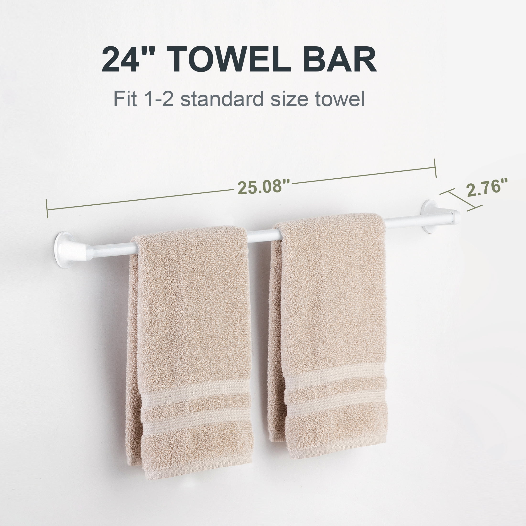 Mainstays 24-inch Oval Wall Mount Towel Bar White Finish with Hardware