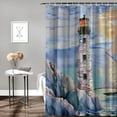 thumbnail image 2 of Orinice  Set Coastal Lighthouse Shower Curtain,Blue Ocean Sailboat Nautical Shower Curtain Sets for Bathroom Bathtub Decor Accessories with Non-Slip Rugs, Toilet Lid Cover and Bath Mat 69x72, 2 of 7