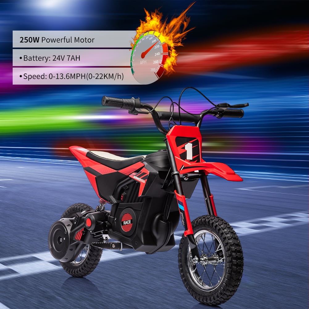 Garvee Kids Electric Dirt Bike 24V 250W 140LB Load Ride On Toys with 12.6 Pneumatic Tires