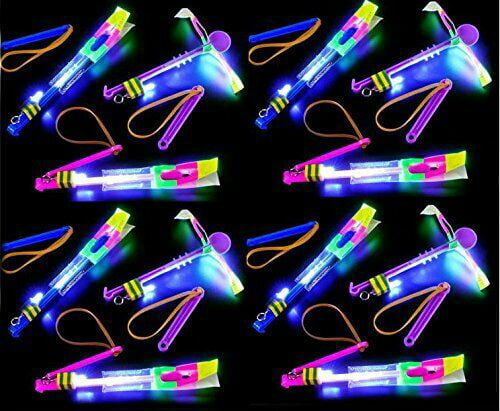 36pc Amazing Led Light Arrow Rocket Helicopter Flying Toy Party Fun Gift Elastic 