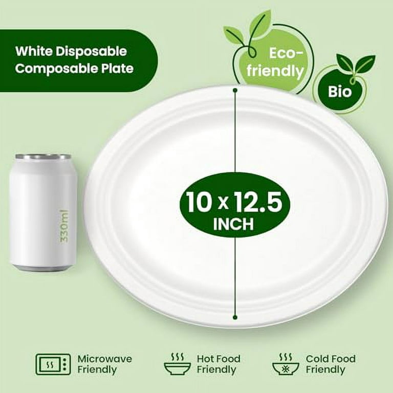 Biodegradable Sugarcane  Basics Compostable Plates, 9-Inch