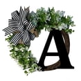 thumbnail image 2 of Wreath Clearance! Unique Last Name Year Round Front Door Wreath With Bow Welcome Sign Garland Creative 26 Letter Farmhouse Wreath For Front Door Spring All Seasons Outside Hanger Decor Gift, 2 of 4