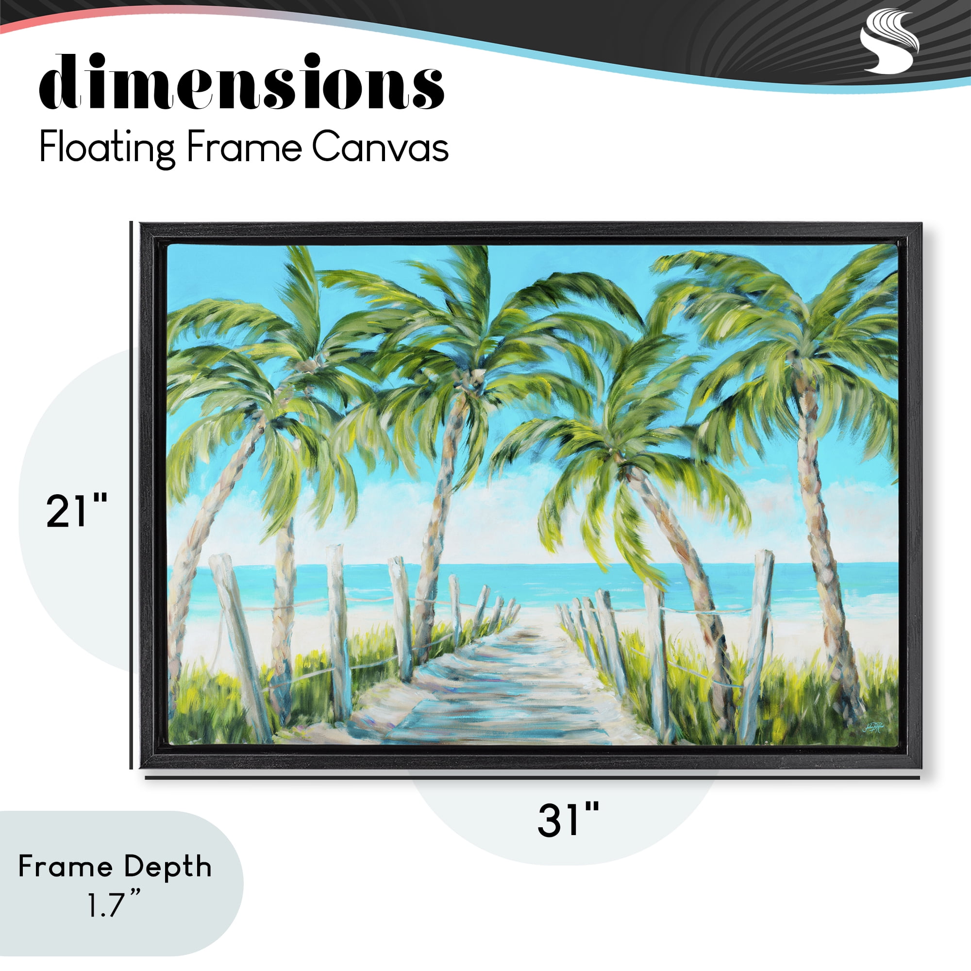 Stupell Industries The Path To Paradise Black Framed Floater Canvas Wall Art, design by Julie DeRice