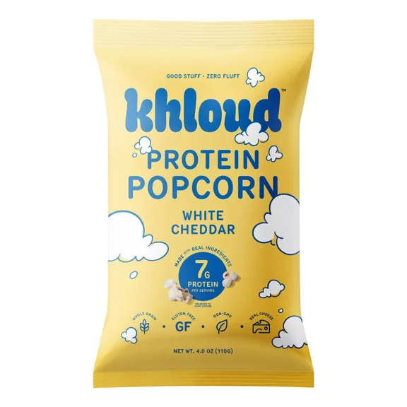 Khloud White Cheddar Protein Popcorn; Gluten Free; Non-GMO- 4 oz