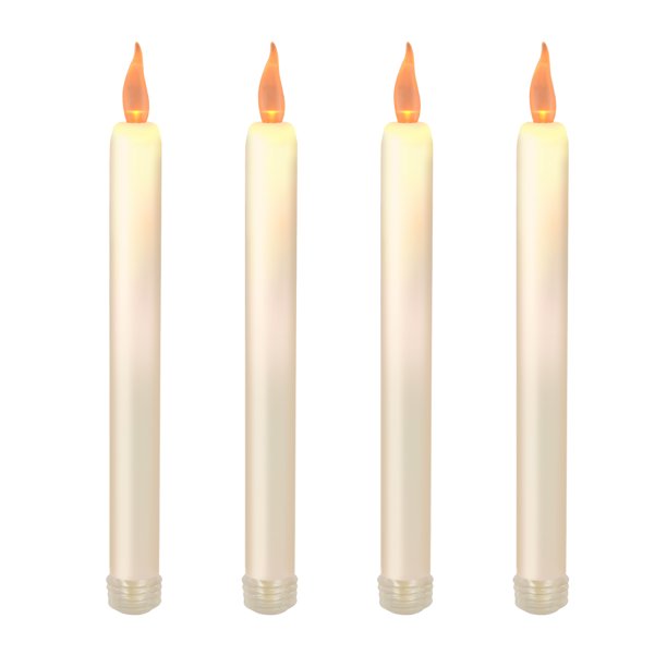 Flameless Off White Taper Candles with Amber Glow, 4Count Walmart