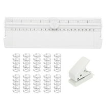 Uxcell Paper Cutter Trimmer, A4 Straight Small Portable Paper Slide Paper Slicer with Hole Punch, Replacement Blade and Binder for Craft Cardstock, Label Card, Scrapbook, Purple