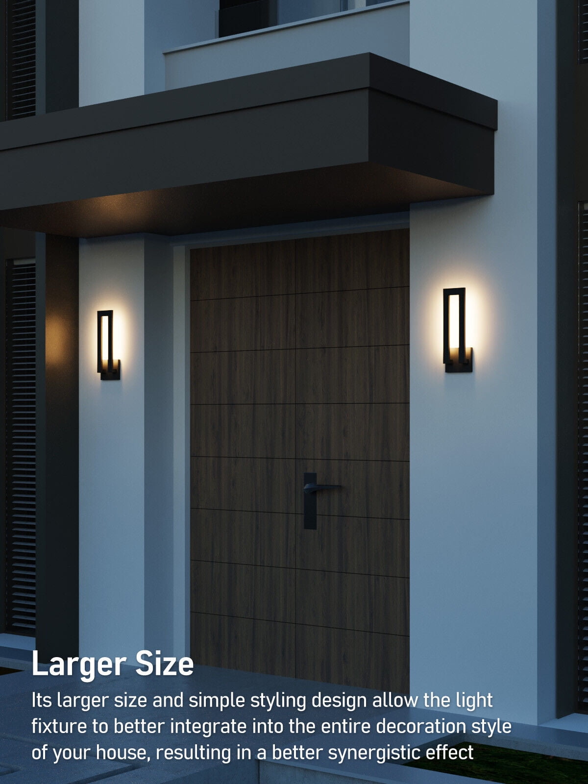 2 Pack LED Outdoor Wall Sconce, Matte Black Aluminum Exterior Lighting Fixtures, 3000K Warm White