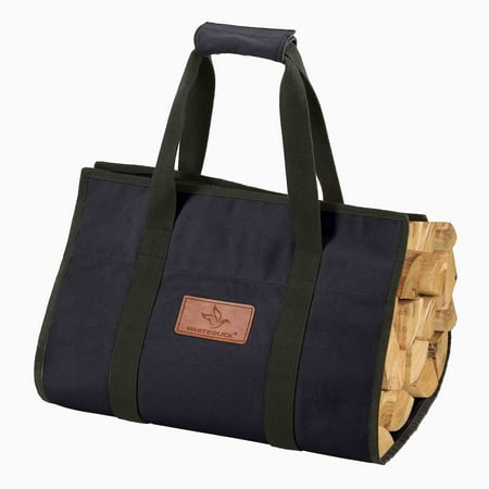 WHITEDUCK TUFF Firewood Carrier 21 Oz. Heavy Duty Waxed Canvas Log Carrier Holder for Fireplace, Carrying Wood Indoor & Outdoor