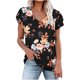 thumbnail image 2 of ICHUANYI Clearance Fashion Women's Summer V-Neck Short Sleeve Print Casual T-shirt Blouse(Brown, XXL) ICHUANYI WER2023081403094, 2 of 4