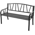 thumbnail image 1 of Gymax Garden Bench Metal Frame w/ Ergonomic Armrest Load Patio Black, 1 of 4