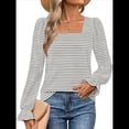 thumbnail image 2 of Blusas Tipo Túnica de Larga Abullonada con Cuello Cuadrado para Mujer, Estilo Casual y Moderno para Otoño Gris XXL, 2 of 8