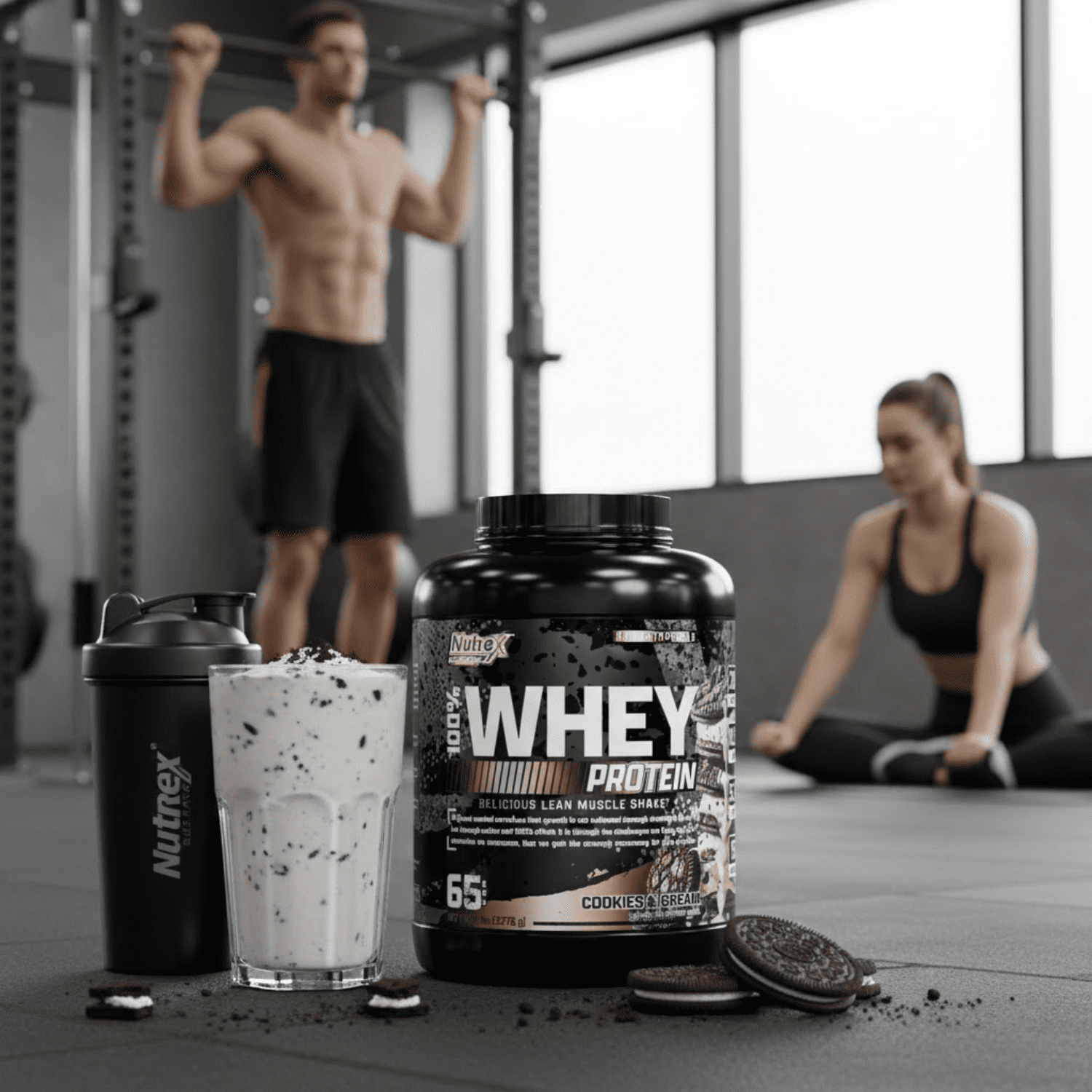Nutrex Research Cookies & Cream 100% Premium Whey Protein Powder – 24g Protein per Scoop with EAAs & BCAAs for Muscle Recovery & Strength, 5 lb 64 Servings