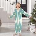 thumbnail image 6 of Soft Big Kids Onesie Pajamas Cozy Loose-Fit Jumpsuits for kids with Pockets for Christmas Lounge & Play Light Teal Argyle, 6 of 8