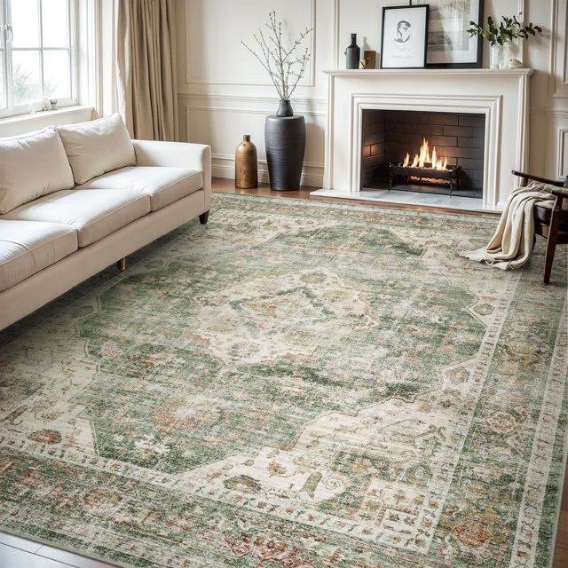 -Runner Rug X Rugs for Living Room- Machine Washable Rug-Soft Living Room Rug-Vintage Non Slip Carpet-Rugs for Bedrooms Dining Office