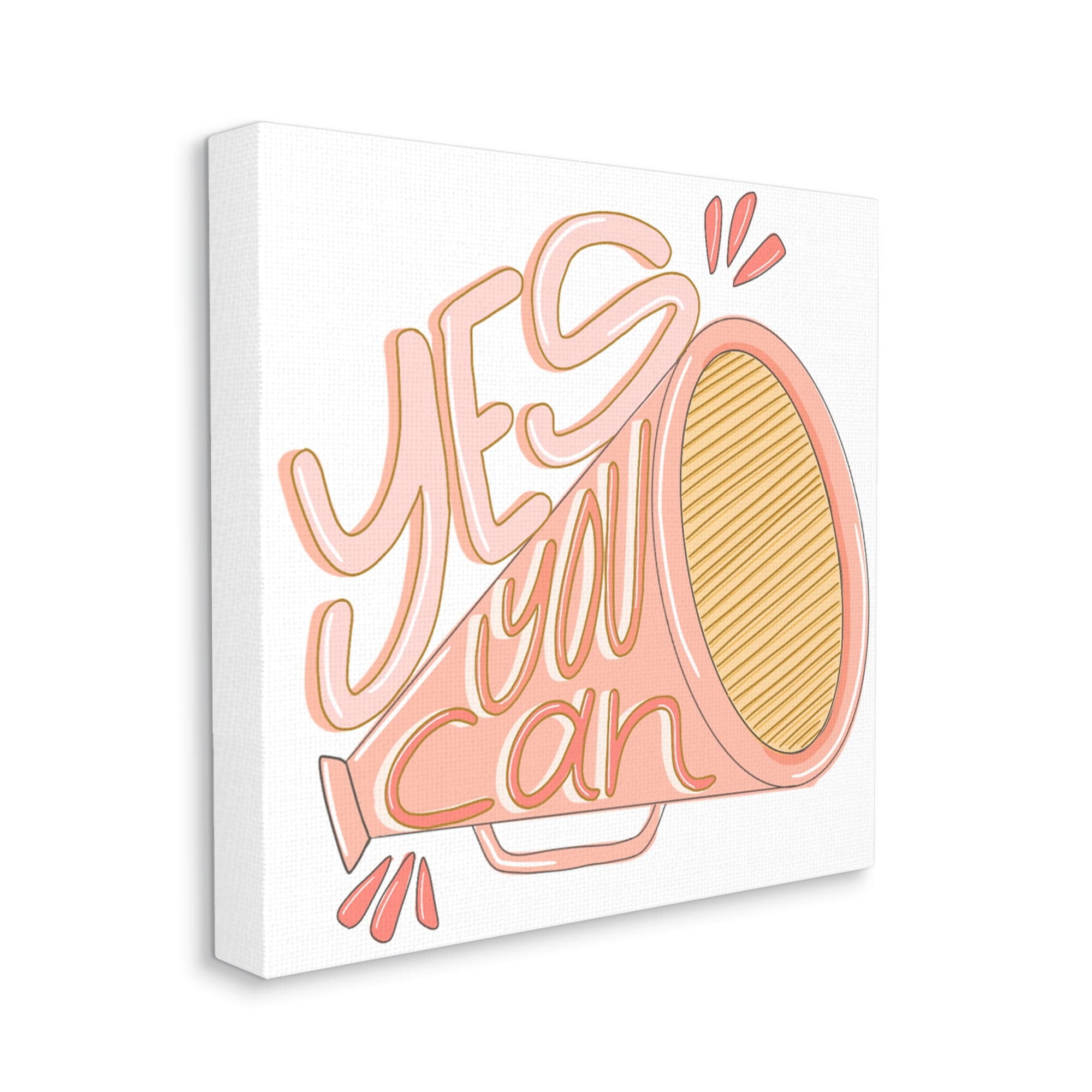 Stupell Industries Yes You Can Megaphone Cheerleader Shout Motivational Phrase Canvas Wall Art, 36 x 36, Design by Anna Whitham