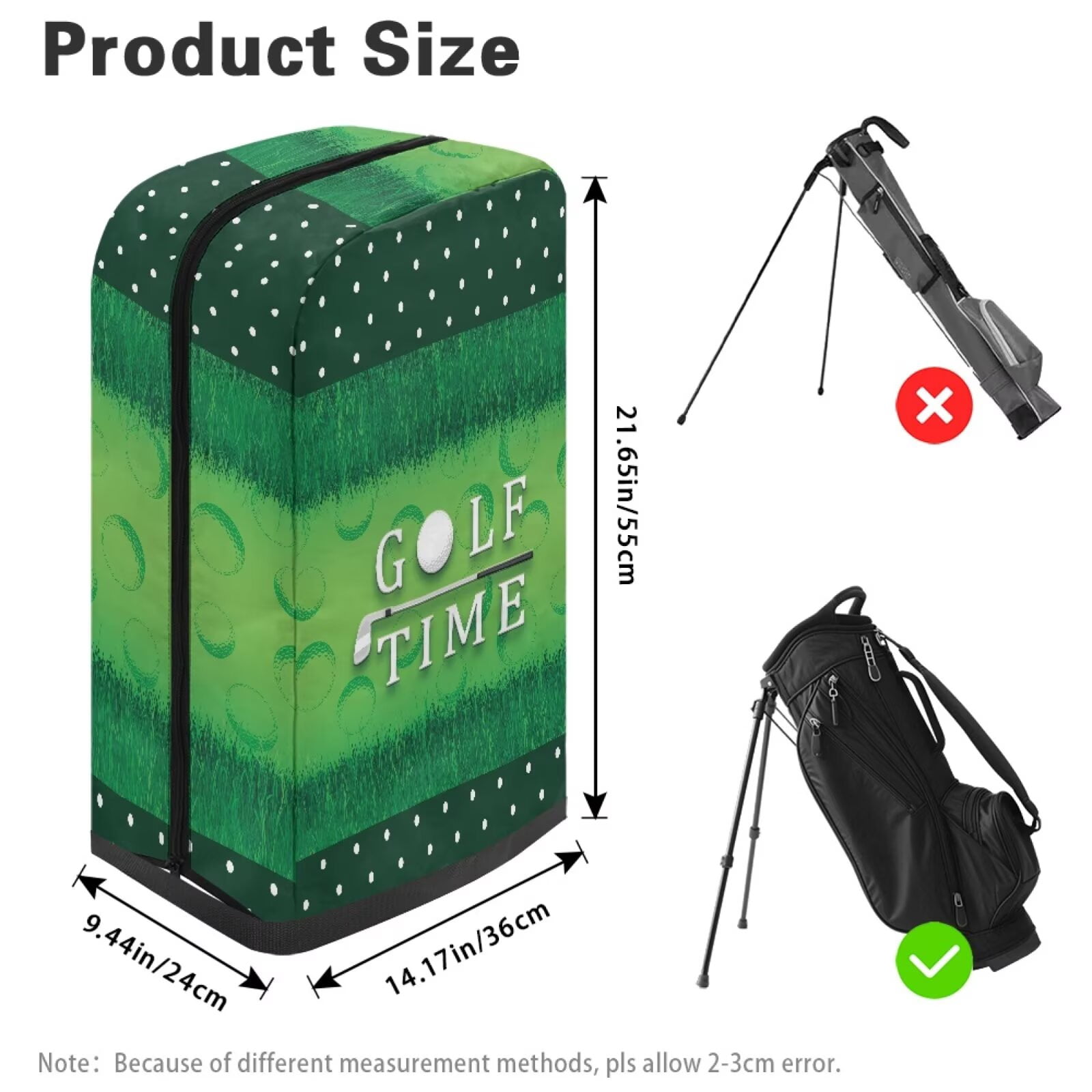 Chririnla Golf Time Golf Bag Travel Cover Lightweight Dust Hood with Zipper Universal Fit for Most Golf Bags Golf Club Accessories