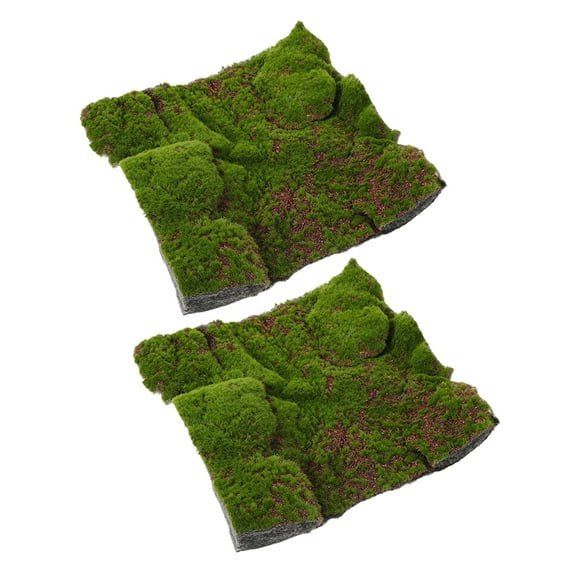 Masteelf  2 Pcs Artificial Turf Grass Outdoor Fake Decor Simulation Moss Mat Carpet Rug Green