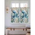 thumbnail image 2 of Teal Octopus Coastal Bathroom Window Curtain, Vintage Summer Beach Nautical Light Filtering Coffee Kitchen Curtains, Bedroom Living Room Curtains 2 Panel 84"x45", 2 of 6