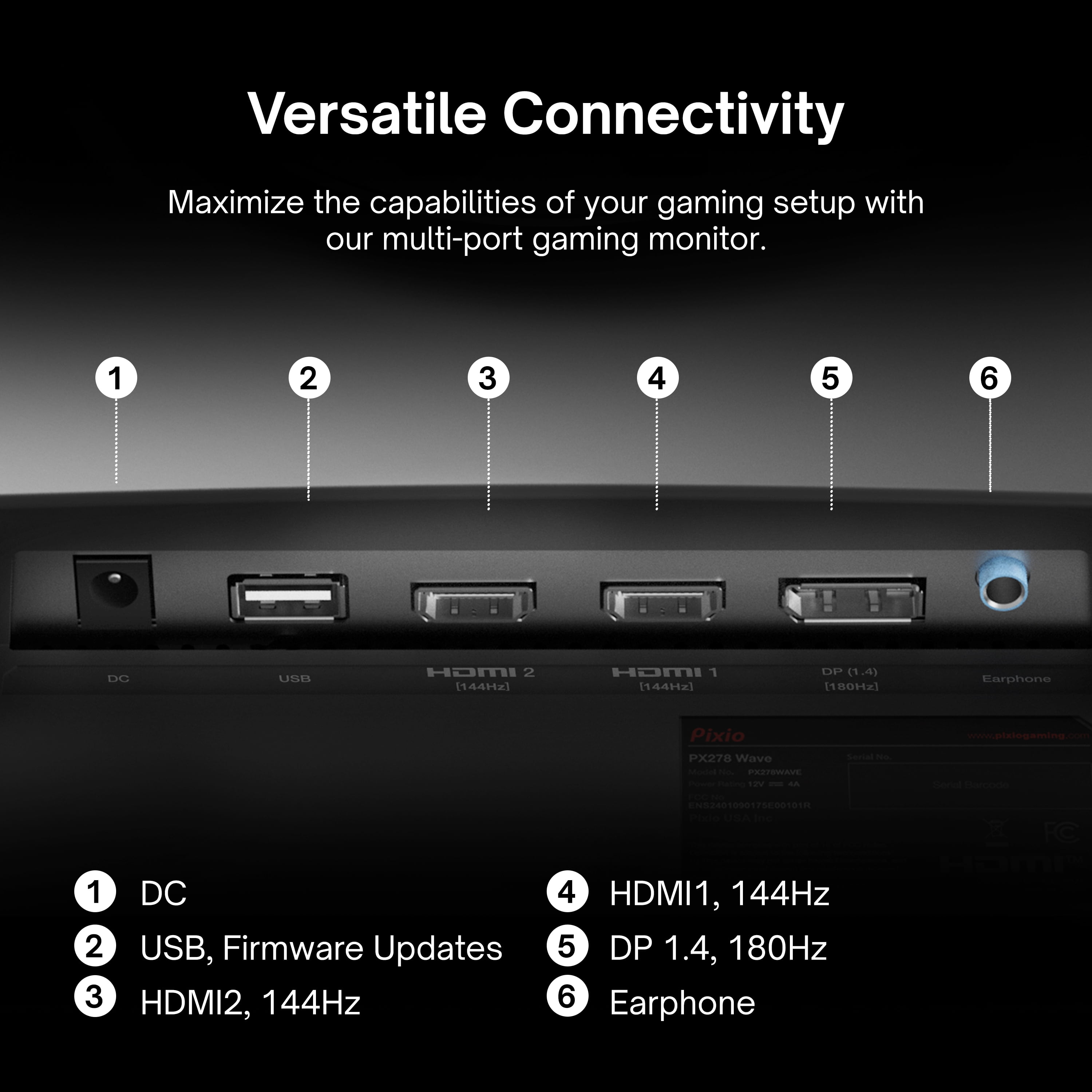 Pixio PX278 Wave 27 inch 180Hz Refresh Rate QHD 1440p Resolution Fast IPS Panel 1ms GTG Response Time Gaming Monitor with Adaptive Sync