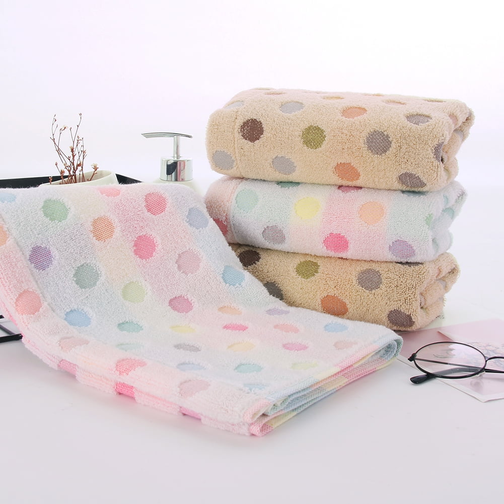 Pidada 100% Cotton Polka Dot Pattern Hand Towels for Bathroom Set of 4 (Beige and Brown)