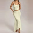 thumbnail image 2 of Women's Lace Camisole Set Sexy Crop Top Ruffled Hem Summer Boho Bodycon Long Skirt Suit Elegant Party Outfit, 2 of 2
