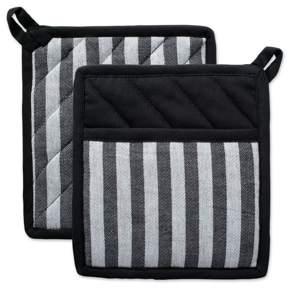 Black/White Stripe Potholder (Set of 2)