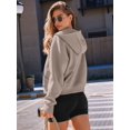 thumbnail image 4 of Womens Zip Up Hoodies Fleece Jackets Oversized Sweatshirts Fall Fashion Outfits Sweaters Winter Clothes Khaki L, 4 of 6