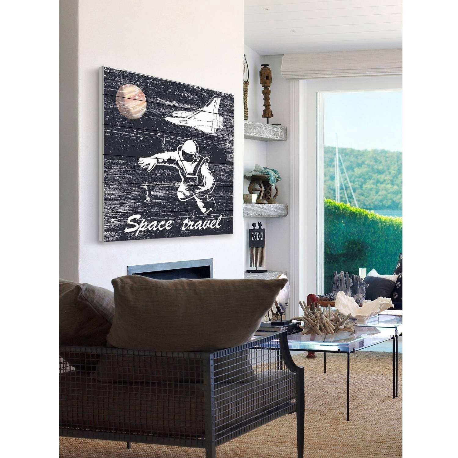 Space Travel I Painting Print on White Wood