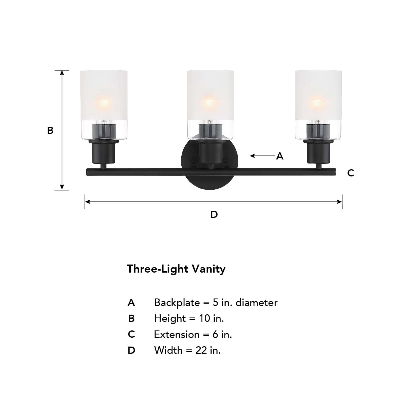 Designers Fountain Cedar Lane 3 Light Matte Black Bathroom Vanity Light Fixture, D236M-3B-MB
