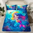 thumbnail image 3 of Feelyou Mermaid Princess Teens Twin Sheet Sets, Kawaii Ocean Dolphin Twin Fitted Sheet, Dreamy Marine Fairy Tale Flat Sheet, Super Cozy Room Decor, 3 Pieces, 3 of 8