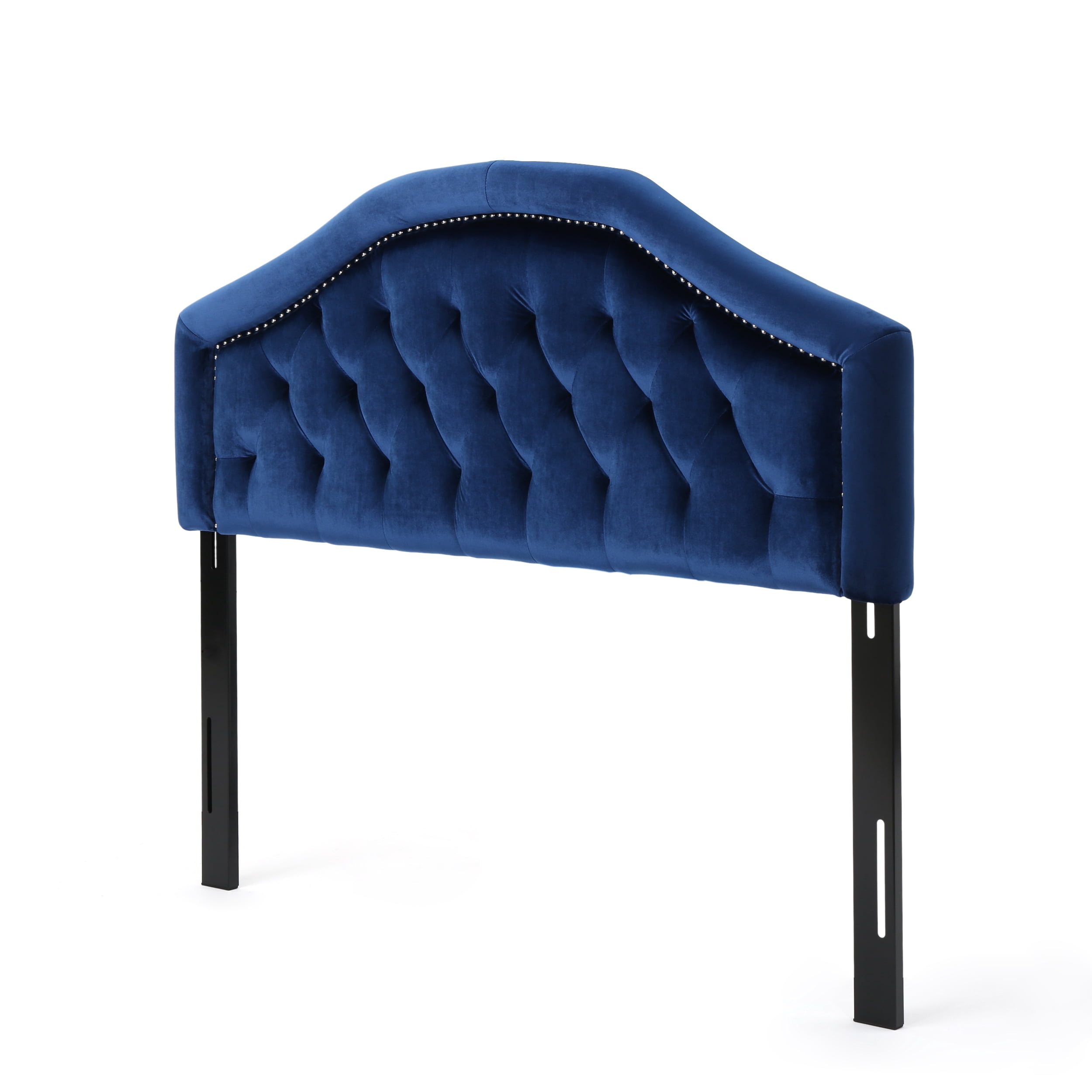 Lazarus Glam Velvet Full/Queen Headboard, Navy Blue and Black